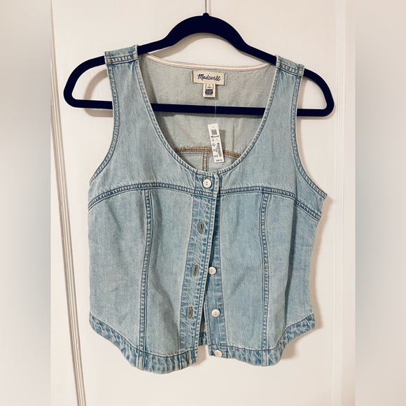 Madewell Denim Button-Front Top - Picture 4 of 7